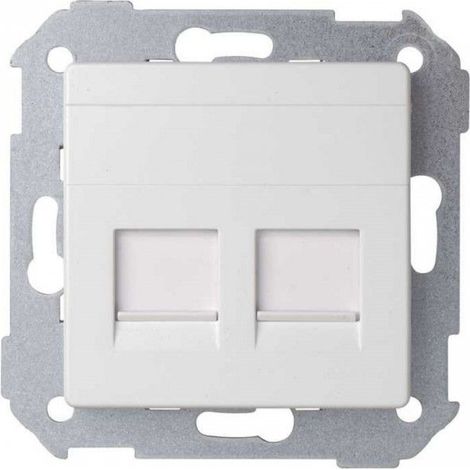 Simon 82 Konzept Universelle flache V & D-Platte mit Pulver 2 RJ45 mattweiß SIMON 8200006-090