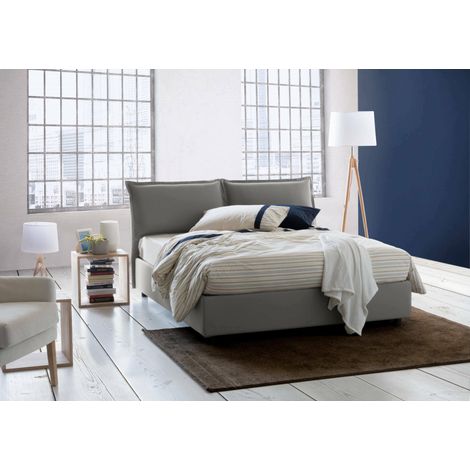 Lit double Anjin, déhoussable, fabriqué en Italie, gris (1/5)