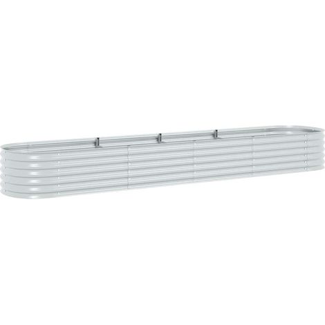 vidaXL Lit surélevé de jardin 400x80x44 cm Acier galvanisé Argenté