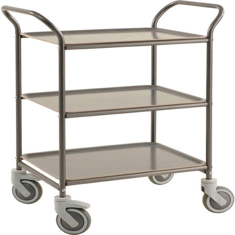 Carrello di servizio con 3 ripiani e freno Grigio / Bianco - Kongamek KM1620-AV