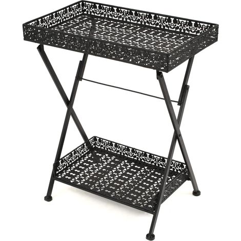 Beistelltisch Klappbar Vintage Metall 58 x 35 x 72 cm Schwarz