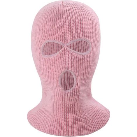 Masque intégral d'hiver, cagoule à trois trous, bonnet tricoté, cache-cou - Rose (1/5)