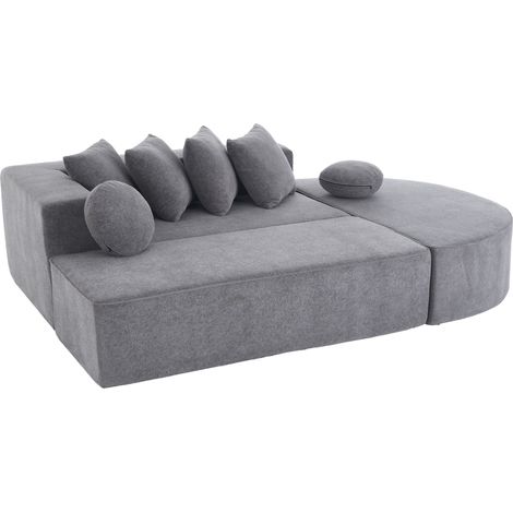 ELVMI Sofá Modular Convertible en Chenilla Gris con Cojines y Apoyabrazos 3 Paquetes (1/5)