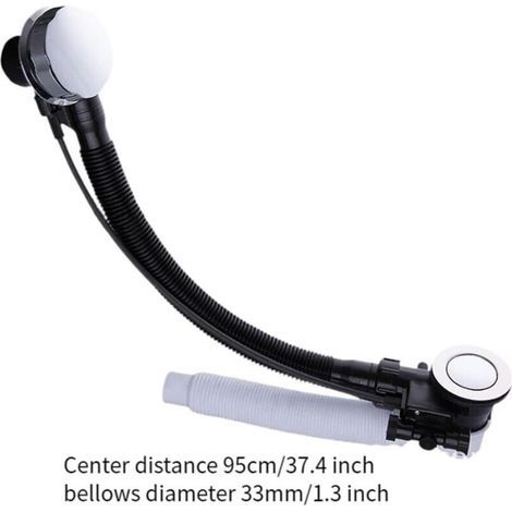 Tuyau de vidange flexible pour baignoire avec fonction de trop-plein pour salle de bain et cuisine, entraxe 53 cm (1/4)