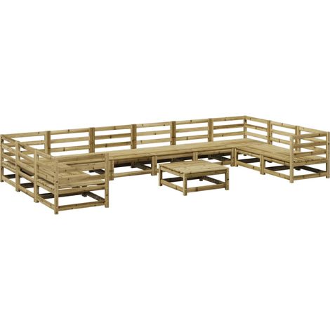 Maison Exclusive - 11-tlg. Garten-Sofagarnitur Kiefernholz Impräg