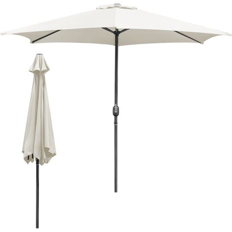 Parasol Ø350CM - Hauteur et Angle Réglables - Système de Manivelle, Beige, Parasol de plage (1/5)