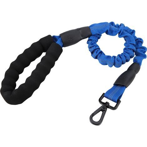 Elastic dog leash - Strong rope 1m (blue), comfortable handle - For walking and training (1/5)