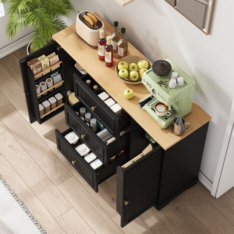 Buffet, 3 tiroirs, avec portes, pour salon et salle à manger, le salon et le couloir, format pratique, style moderne et facile à associer