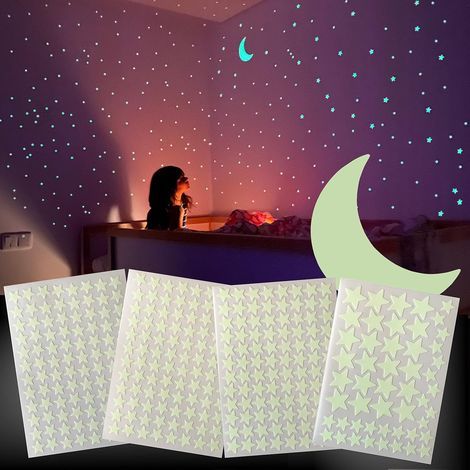 Autocollants, autocollants lumineux pour chambre d'enfant, ensemble d'autocollants étoiles et lune phosphorescentes (1/5)