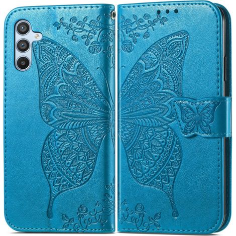Custodia a libro per Samsung Galaxy A56 5G, farfalla, blu (1/5)