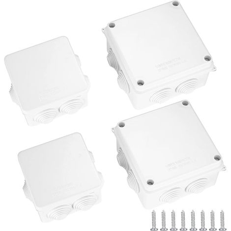 2 boîtes de jonction étanches IP65, 2 boîtes de jonction étanches IP55, boîtes de distribution étanches pour l'extérieur, boîtes de raccordement en plastique pour câbles extérieurs (1/5)