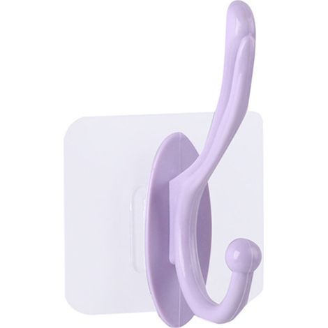 Paquet de 4 crochets à serviettes auto-adhésifs, crochet de salle de bains, crochet de porte en plastique de cuisine, perçage gratuit(violet nordique) (1/5)