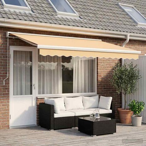 Teenpull – Ausziehbare Markise Sand 450 x 300 cm Leinen und Aluminium (1/5)