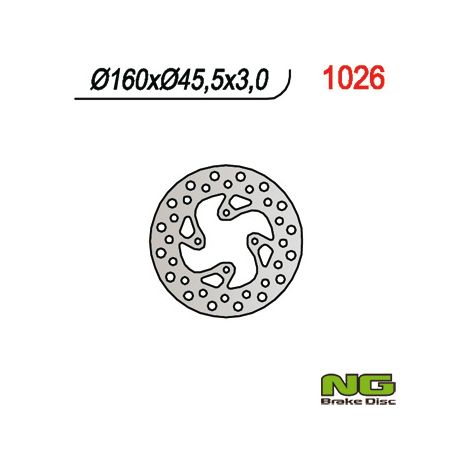 Disco de freno trasero para KTM 65 SX 1998-2023 Ø160 4x6,5 mm Pastillas NG
