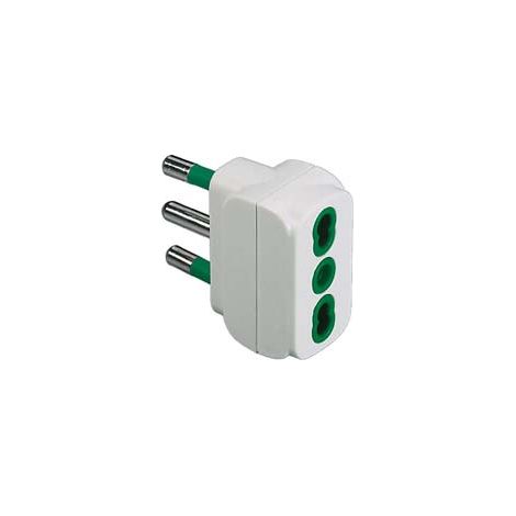 ADATTATORE 2 POLI + TERRA BIPASSO BIANCO- - bianco 82110 - 5 pezzi FANTON