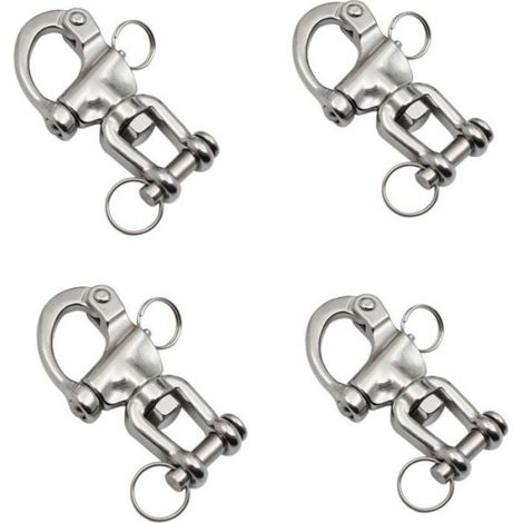 Mousqueton pivotant en acier inoxydable - - 2 pièces - 12x70 mm - Argent - Résistant à la corrosion (1/4)