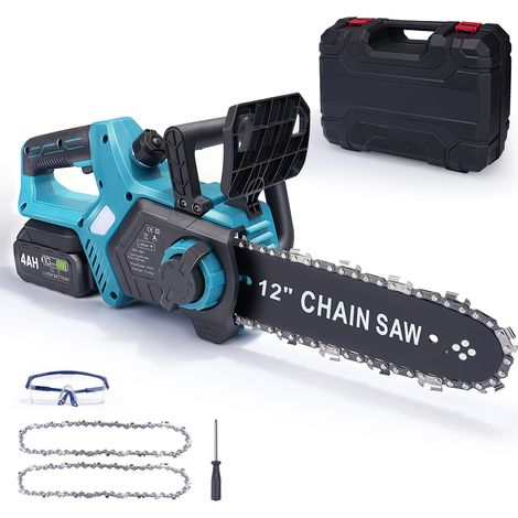1000W 12 Pouces Tronçonneuse Sans Balais Sans Fil Tension Automatique Chaîne Semi‑Automatique Lubrification Réglable Compatible 18V Makita Sécurité Renforcée Élagage Jardin (1/5)