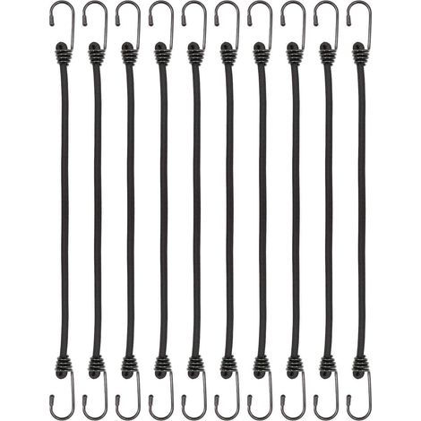 Spanngummis mit Haken 40 cm, 10 Stück, Schwarz, für Planen & Camping (1/5)