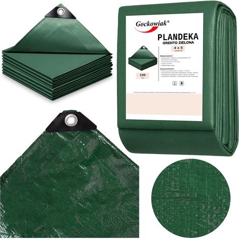 Lona de lona verde grento de 4x5 m y 100 g/m² (1/5)