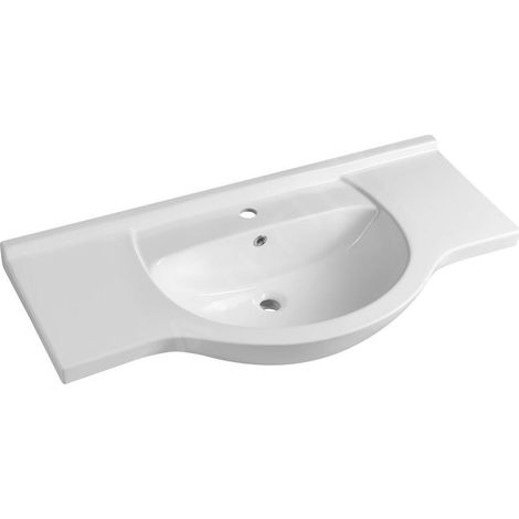 Sapho – Meuble-lavabo céramique blanc 1050x500 mm – Atypique avec trou pour robinet et trop-plein – 16105 (1/4)