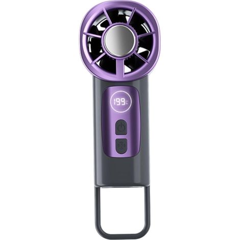 Ventilateur portable pliable (à porter autour du cou ou à la main), mini ventilateur turbo rechargeable via USB avec 199 vitesses et affichage LED, (1/5)