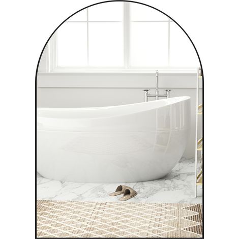 Miroir de salle de bain incurvé noir 50x70 cm cadre aluminium