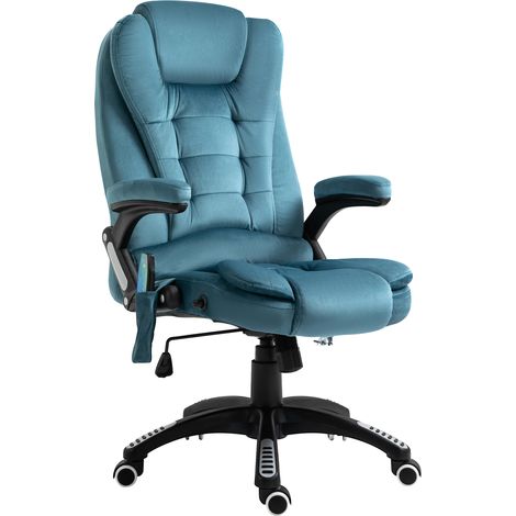 Fauteuil de bureau avec massage et chauffage, fauteuil gamer réglable en hauteur, bleu, 68x72x110-120 cm (1/5)