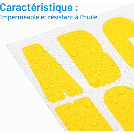 QUARKZMAN 220pcs 4 Feuilles Lettre Autocollants Vinyle Imperméable Alphabet Auto Adhésif Autocollant Lettres pour Intérieur/Extérieur Autocollant Décalcomanie Boîte Lettres Jaune (1/3)