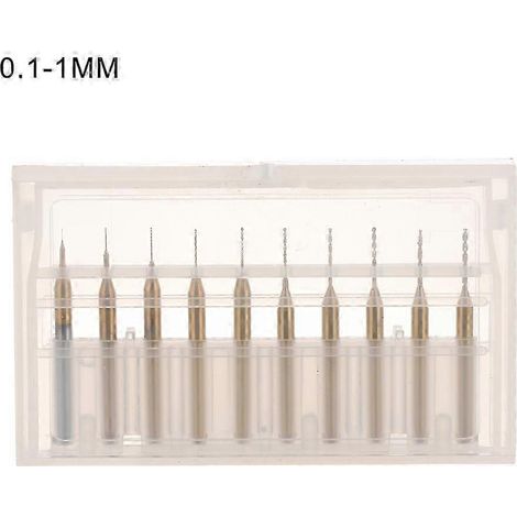 Lot de 10 forets pour circuits imprimés (0,1 x 1 mm) avec revêtement nano-or haute performance, pour gravure miniature. (1/2)