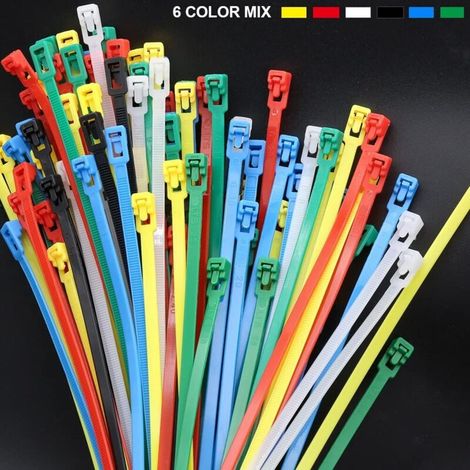 Fascette per cavi in plastica riutilizzabili, 4 x 150 mm, fascette colorate, fascette in nylon, fascette resistenti ai raggi UV - confezione da 360 (1/5)