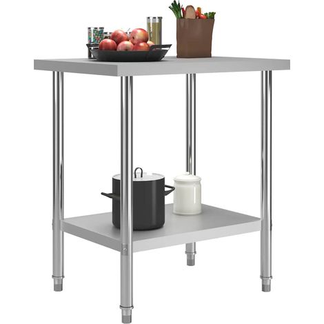 vidaXL Mesa de trabajo para cocina acero inoxidable 80x60x85 cm (1/2)