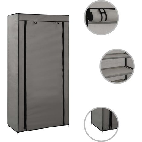 Meuble à chaussures,Armoire à chaussures avec housse Gris 58x28x106 cm Tissu CFW1726264 (1/5)