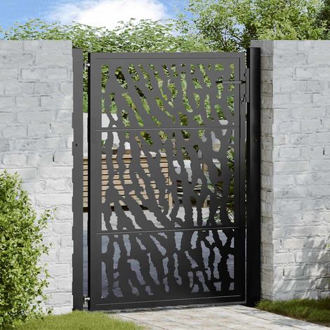 Vidaxl – Portail aluminium noir 100x125 cm – Acier galvanisé – Design découpé au laser – Système de verrouillage avec 3 clés