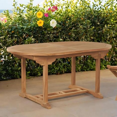 Mesa de jardín ovalada en teca maciza con rallonge160 (210) Nina