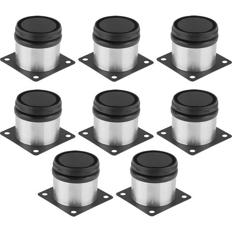 patas para muebles, ajustables, para armarios, estantes y mesas, de acero inoxidable, color negro y plateado. (1/4)