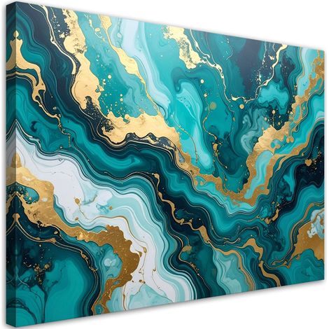 Leinwandbild Abstrakt türkis goldene Murmel 30x20 (1/5)