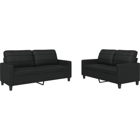 Maison Exclusive - Set di Divani 2 pz con Cuscini Nero in Similpelle