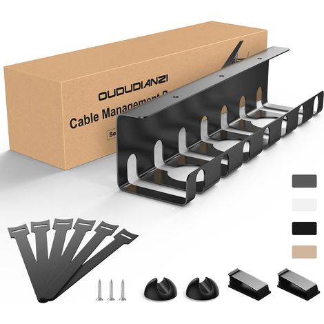 Oududianzi Cable Management Bureau Noir, Chemin de Cables, Rangement Cable Bureau, Cache Cable, Plateau de Gestion des Câbles, Goulotte Passe câble pour Organisateur des Câbles et des Multiprises (1/5)