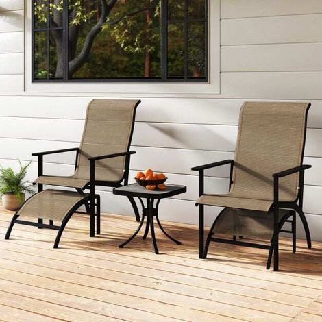 Ensemble de salon de jardin 5 pièces en métal avec 2 fauteuils Adirondack, 2 repose-pieds et table d appoint pour terrasse et jardin (1/5)