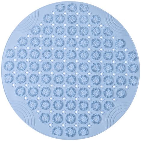 30x30cm PVC Massage Badematte Runde Duschmatte Anti-Rutsch Badematte Antibakterielle Duschmatte Waschmaschinenfeste Badewannenmatte mit Abzugslöchern und Saugnäpfen, blau (1/5)