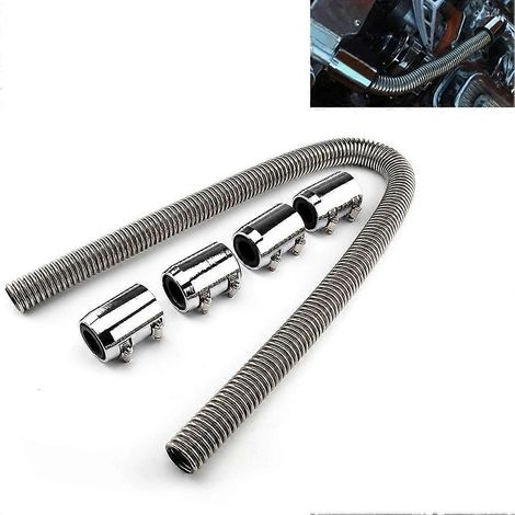 Kit de durites de radiateur universelles de refroidissement moteur automobile de 48 pouces en acier inoxydable avec collier de serrage chromé. (1/5)