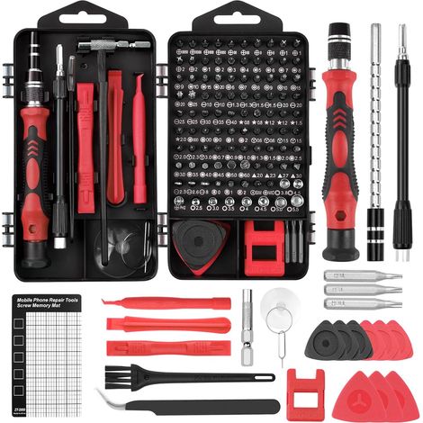 1 Kit Tournevis,124 Embouts,Acier Cr-V,Réparation Smartphones,Tablettes,Électronique (1/5)