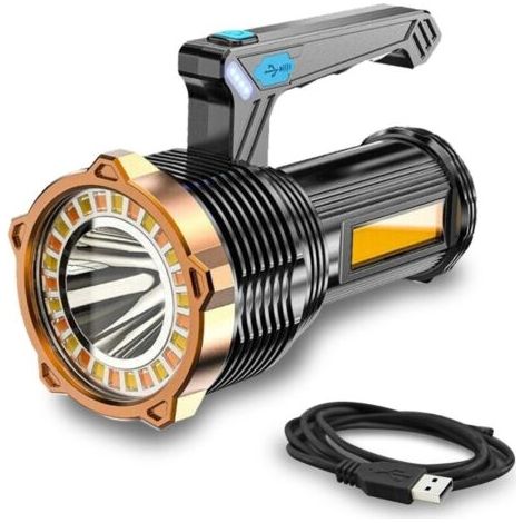 Lampe de poche LED lampe torche led ultra puissante portative COB lampe de travail 8 mode lampe rechargeable de l'éclairage extérieur Spotlight Camping excursion projecteur portatif d'urgence [Classe