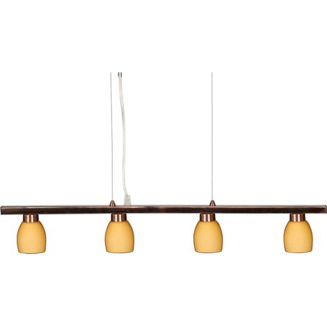 Suspension loft cuivre, 4 globes jaunes G9 Candellux