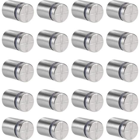 Ineasicer 20 Pcs Entretoise de Verre,19 x 25mm Vis d'écartement,Support Mural en Acier Inoxydable pour Clous Publicitaires,pour Plaques et Présentoirs de Signe (Argent)