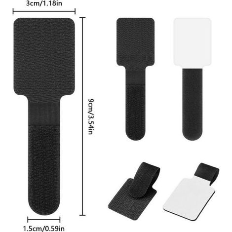 Attaches Câbles Autocollantes Réglables 3x9 cm, Organisateur de Câbles Nylon Noir pour TV PC, 36 Pièces (1/4)