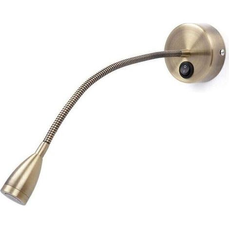 Lampe de lecture murale 3 W 3 000 K en bronze avec col flexible réglable, veilleuse de bureau en aluminium avec interrupteur, lampe LED pour le soin des yeux (1/4)