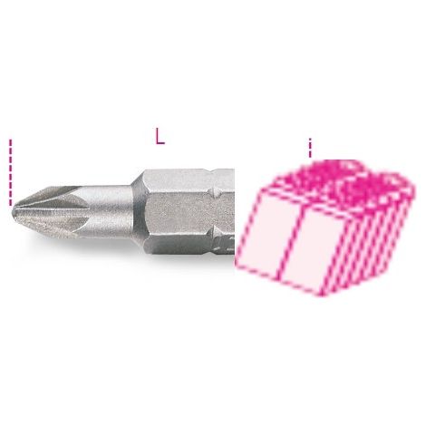 INSERTI PER AVVITATORI PER VITI CON IMPRONTA A CROCE POZIDRIV® - SUPADRIV® 1/4 L MM 25 PZ 1 ART. 861PZ/C
