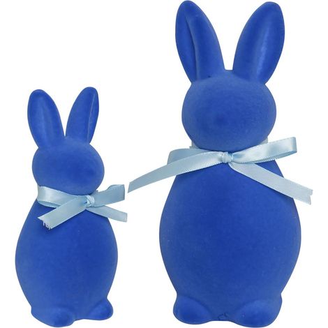 Easter Velvet Bunny Set 2 – 20 & 14cm Table & Spring Decoration Royal Blue (1/5)