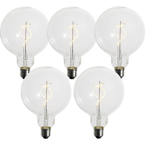 LUEDD Juego de 5 bombillas LED E27 regulables con filamento en espiral G125 4W 270 lm 2700K